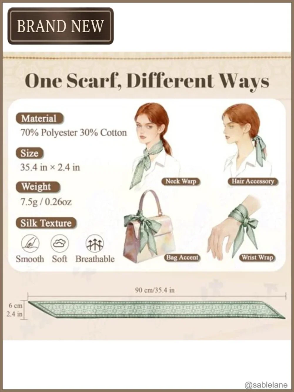 Multifunctional Boho Fashion Scarf for Women - Purse Scarf, Head Wrap, Neck